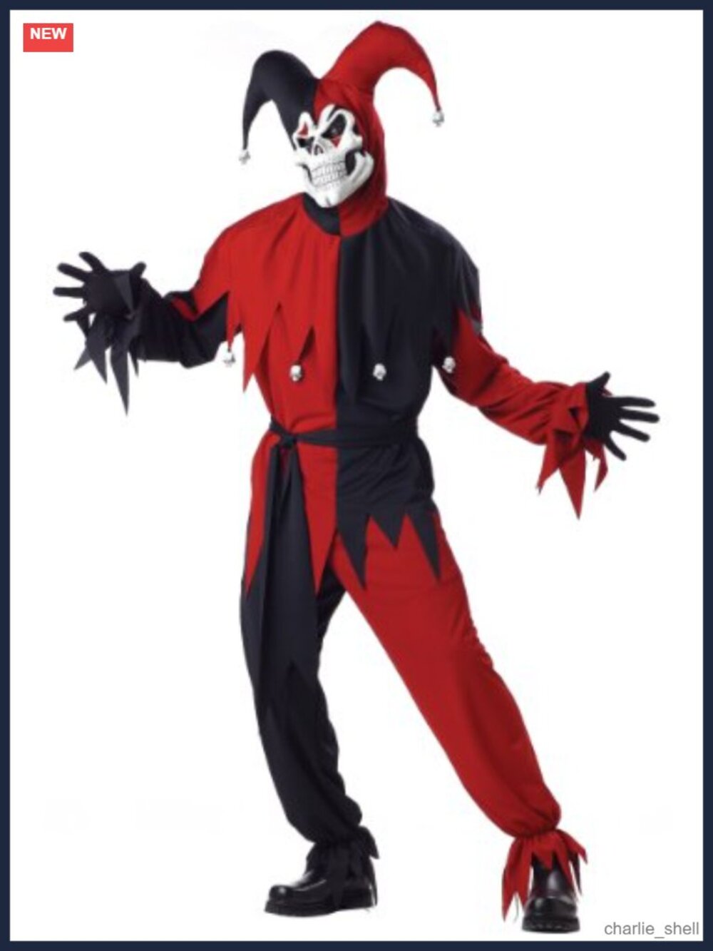 Men's Evil Jester Costume Large Polyester Interlock Knit